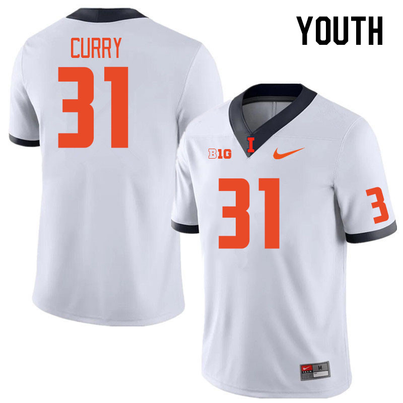 Youth #31 Kionte Curry Illinois Fighting Illini College Football Jerseys Stitched Sale-White